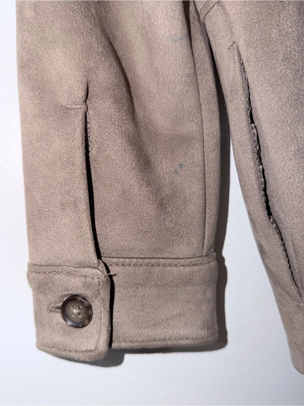 abercrombie kids taupe zip-front suede-look jacket